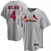 Cardinals 4 Yadier Molina Gray 2020 Nike Cool Base Jersey Dzhi,baseball caps,new era cap wholesale,wholesale hats